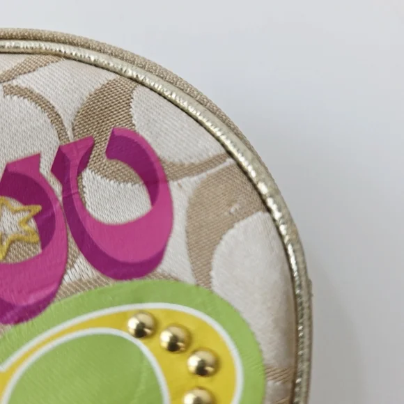 Coach Round Wristlet Key Holder Coin‎ Pouch Bag Charm